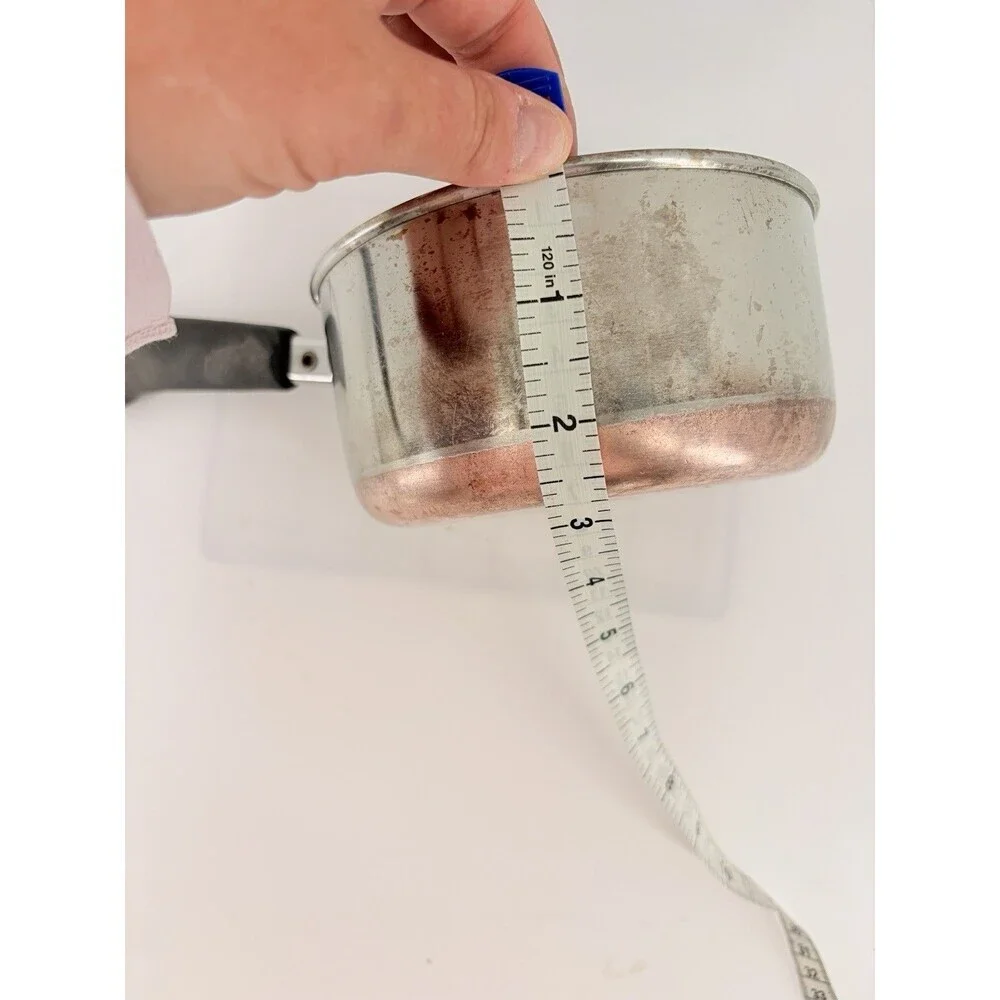 Vintage REVERE WARE 1 Qt Quart Copper Bottom Sauce Pan with Lid Stainless Steel
